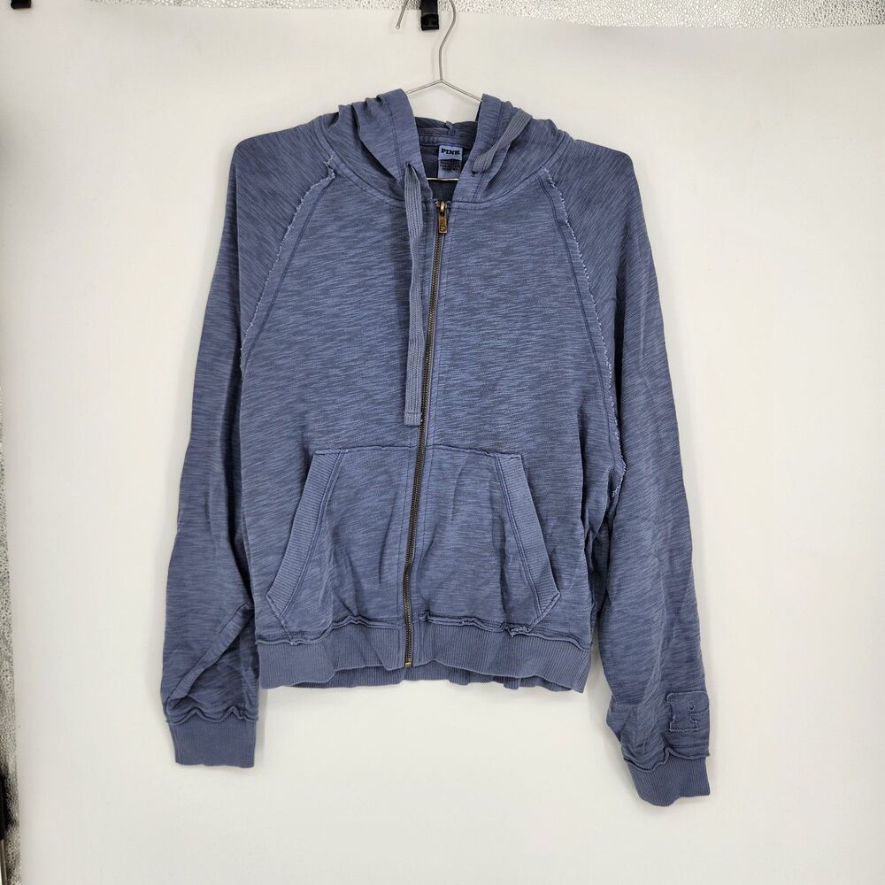 Victoria's Secret Women's Large Blue Full Zip Lightweight Lounge Hoodie NWT